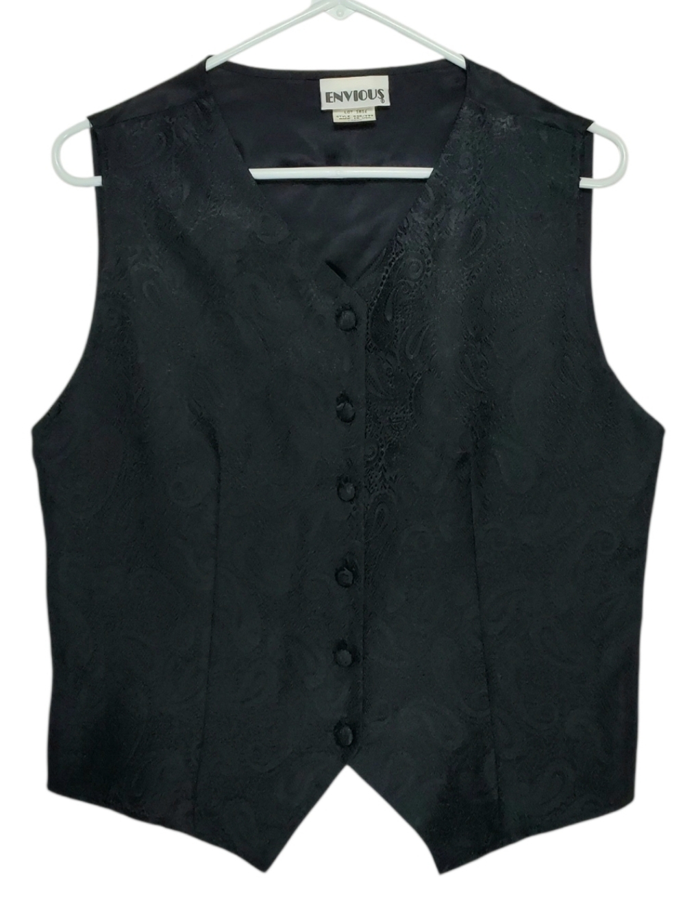 🟢2642 * Envious Vintage Paisley Jacquard Vest Black Size L Gothic Steampunk